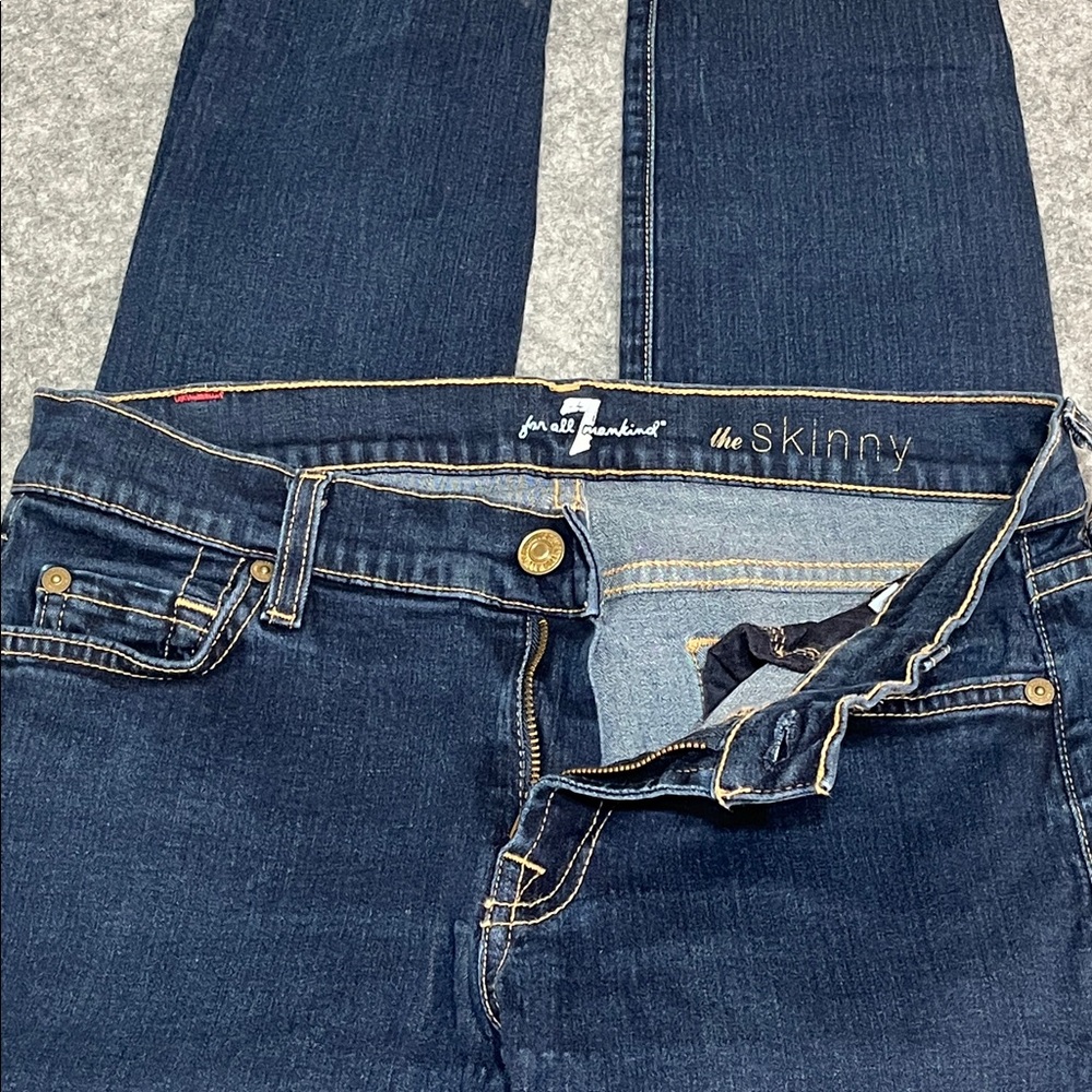 Women’s 7 For All Mankind The Skinny Dark Blue Jeans - Picture 3 of 8